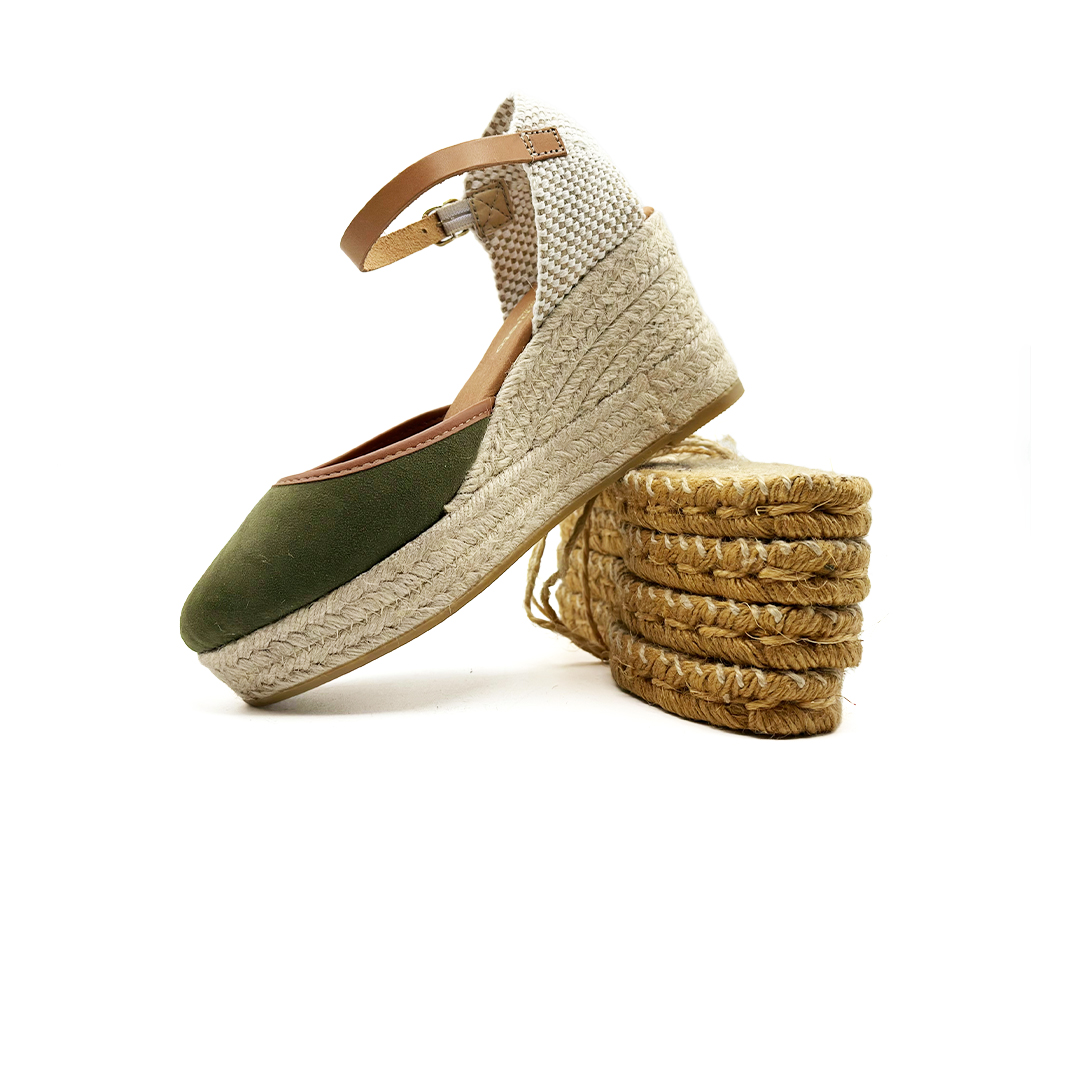 Cayetana D5 Ante Kaki Ribete de Piel