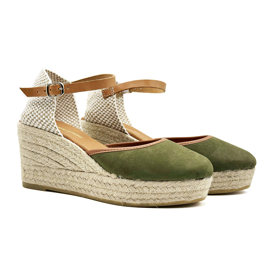 Cayetana D5 Ante Kaki Ribete de Piel