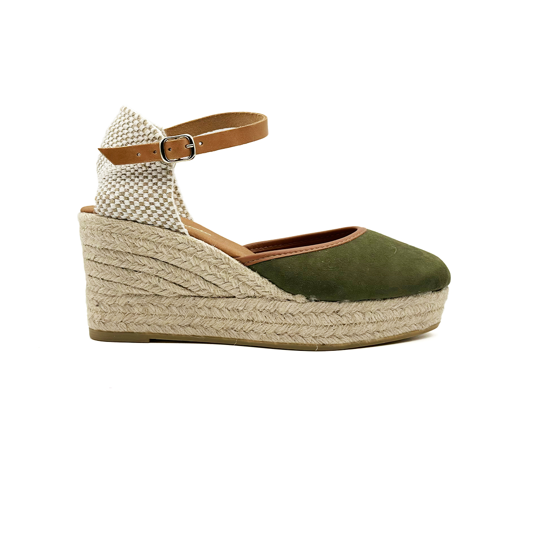 Cayetana D5 Ante Kaki Ribete de Piel