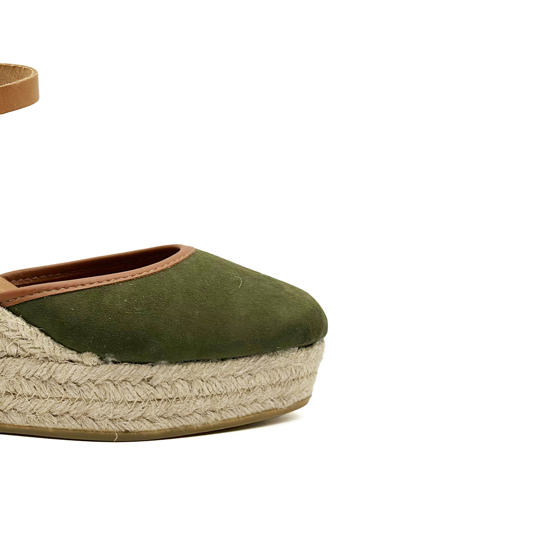 Cayetana D5 Ante Kaki Ribete de Piel